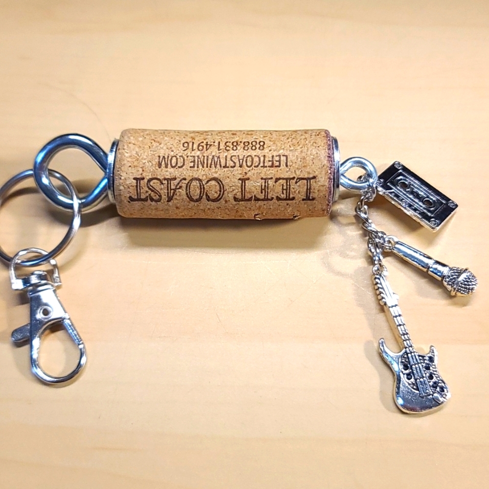 MUSIC Wine Cork Key Chain charms - Upcycled Wine Cork